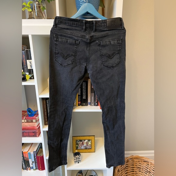 DNMX Skinny Jeans Size 34 Black Distressed with Red Pocket Details - Picture 8 of 8